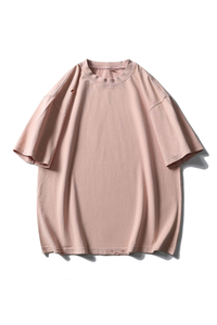 Unisex Cotton Washed RippedLoose Fit Round Neck T-shirt