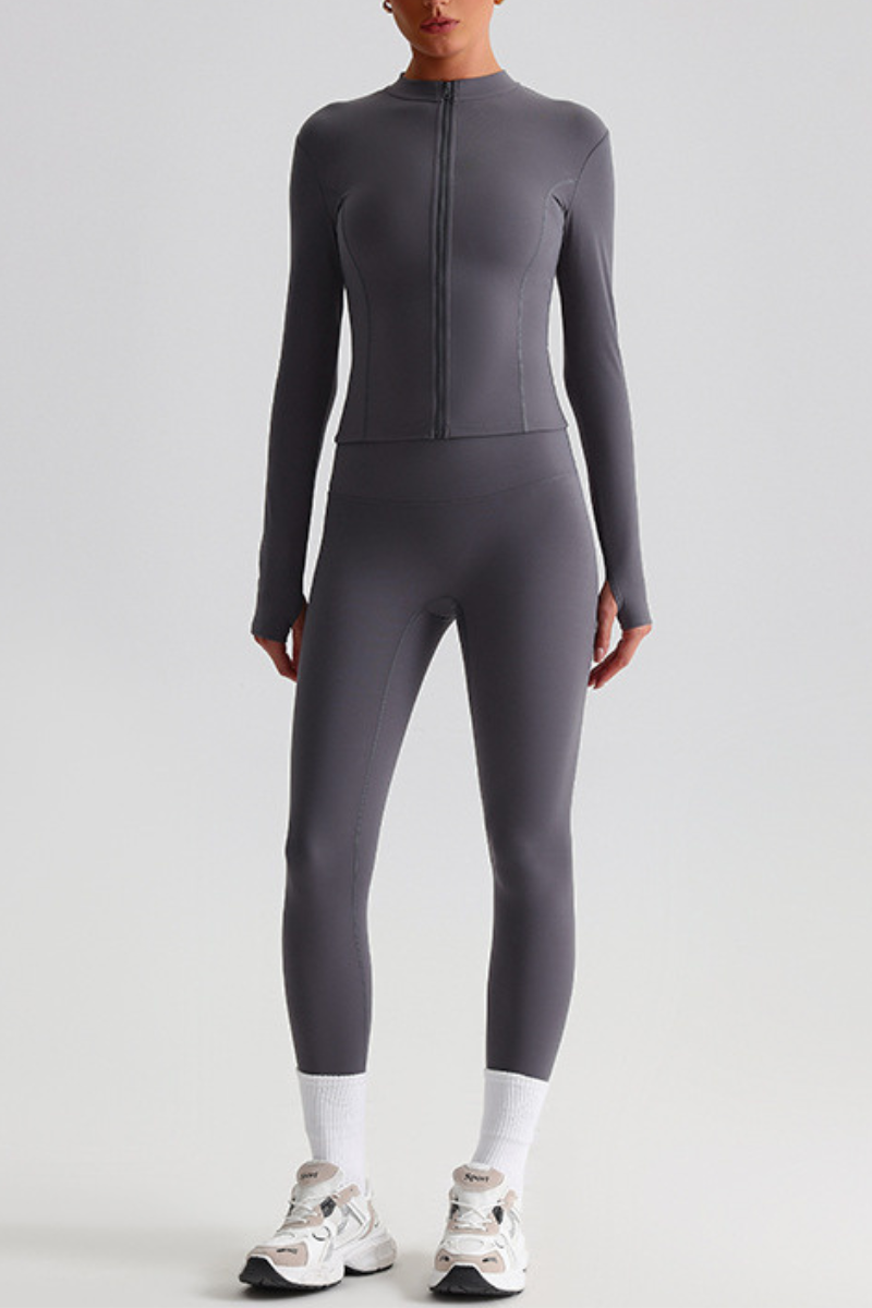 Women's Bare Feel Slim Fit Stand Callor Jacket & Leggings Yoga Set