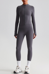 Women's Bare Feel Slim Fit Stand Callor Jacket & Leggings Yoga Set