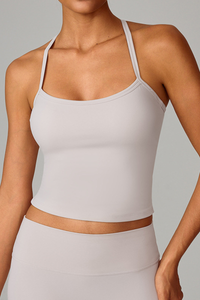 Women's Athletic Solid Thin Strap Cropped Tank Top