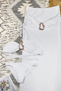 Women's Sexy Metal Button Halter Slit Cover-up Set