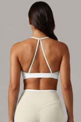 Women's Color-Block Triangle Cup Halterneck Sports Bra