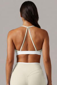 Women's Color-Block Triangle Cup Halterneck Sports Bra