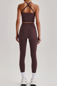 Women's Square Cross Back Tank Top &High Rise Leggings Set