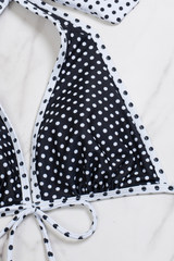 Women's Polka Dot Halter Triangle Ruffle Skirted Bikini Sets