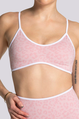 Women's Seamless Contrast Leopard Print Sports Yoga Bra