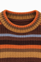 Women's Winter Retro Color Striped Long Sleeve Knit Sweater