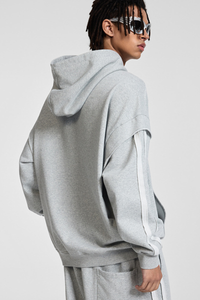 Faux two-piece with zipper hoodie