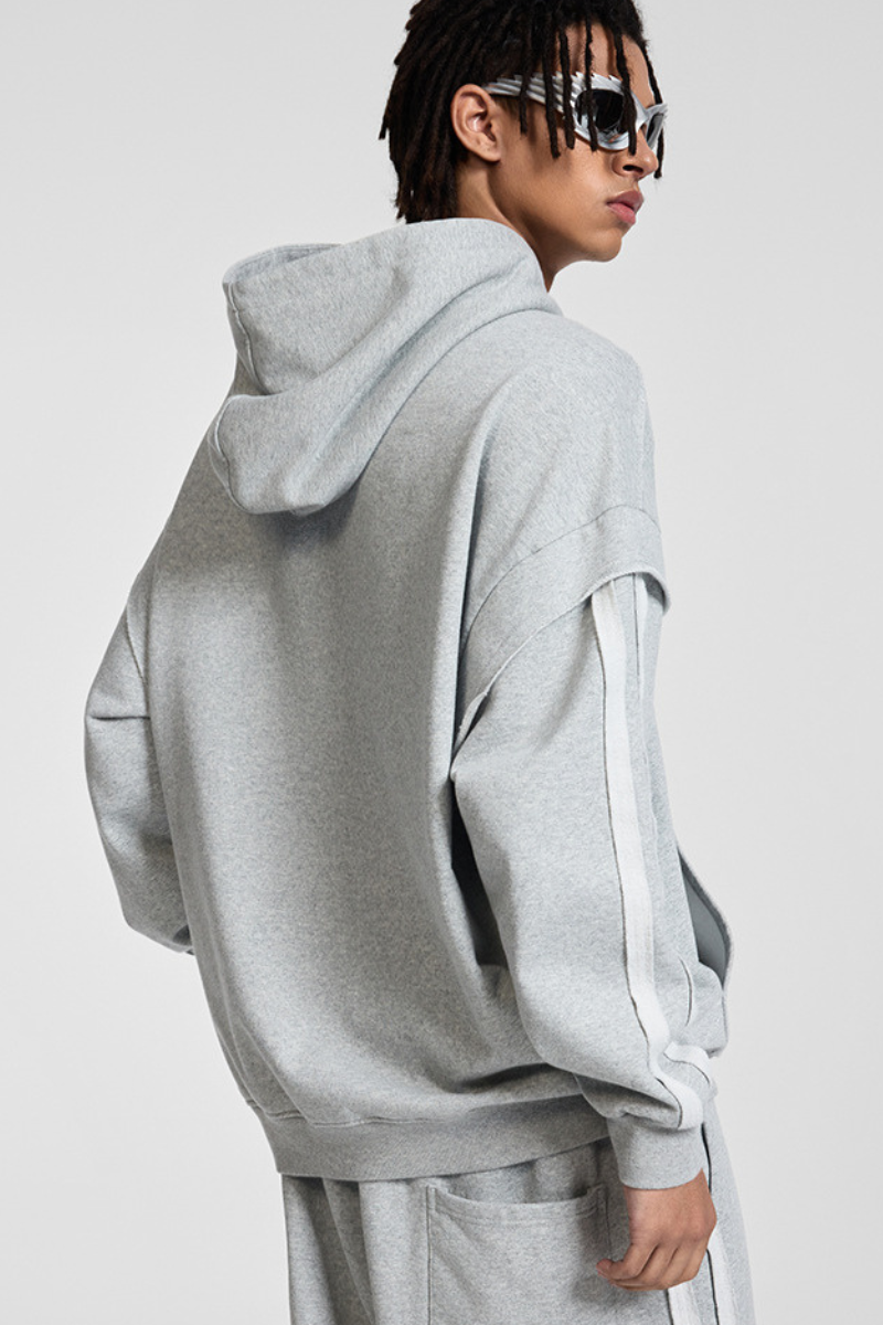 Faux two-piece with zipper hoodie