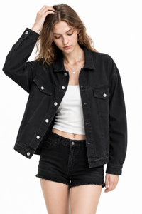 Women's Fall 100% Cotton Oversized Washed Denim Jacket