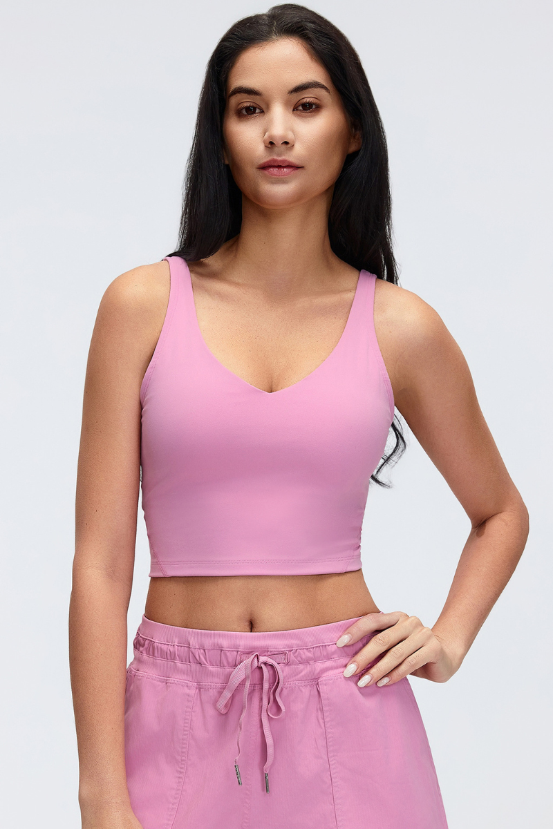 Women's V-Neck Wide Strap Beautiful Back Sports Yoga Bra