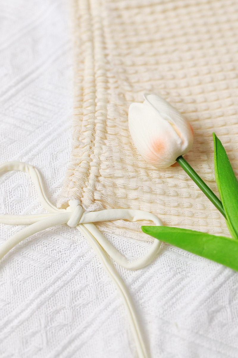 Women's Halter Pleated Side Tie 3 Piece Bikini Set