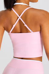 Women's Color-Block Cross-Back Padded Yoga Tank Top