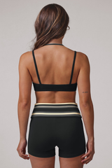 Women's Vintage Fake Two Piece Halter Bra& Short Yoga Sets