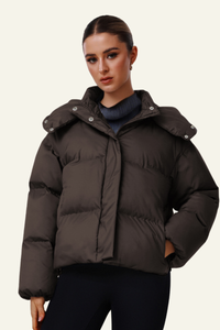 Women's Cropped Hooded Cotton Jacket