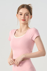 Women's Bow Cutout Back Padded Naked Feel Yoga T-shirt