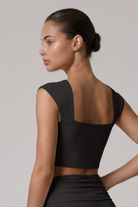 Women's Square Neck Padded Sports Cropped Top