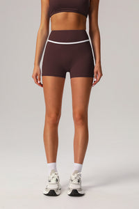 Women White Piping Yoga Sports Shorts