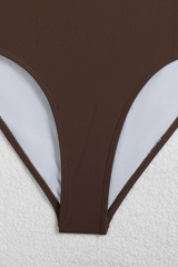 Women's Summer Halter Deep V Ruched Cutout Backless Swimsuit