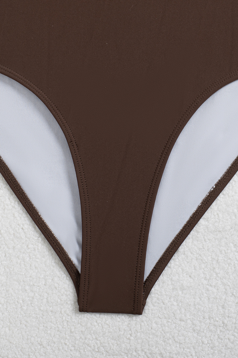 Women's Summer Halter Deep V Ruched Cutout Backless Swimsuit