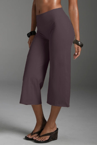 Women's Athletic Solid Yoga Casual Wide-Leg Capri Pants