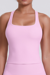 Women's Brushed Solid Racerback Sports Yoga Tank Top
