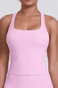 Women's Brushed Solid Racerback Sports Yoga Tank Top