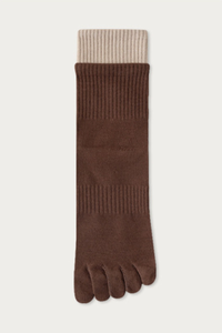 Women's Ribbed Cuff Color-Block Cuff Five-Toe Yoga Socks
