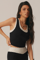 Women's Fake Two-Piece Polka Dot Color Block Tank Top