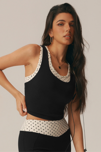 Women's Fake Two-Piece Polka Dot Color Block Tank Top