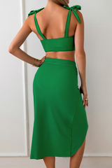 Women's Twist-Front Pleated Skirt Three Piece Bikini Set