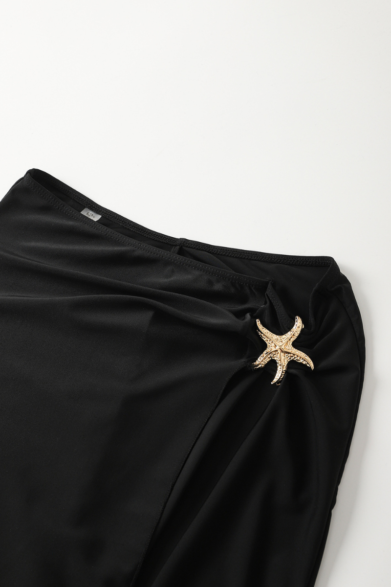 Women's Tie Side Slit Maxi Skirt Sexy Bikini 3 Piece Set