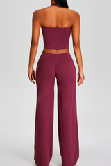 Women's Athletic Sets:Halter Triangle Cup Tank Top & Pants