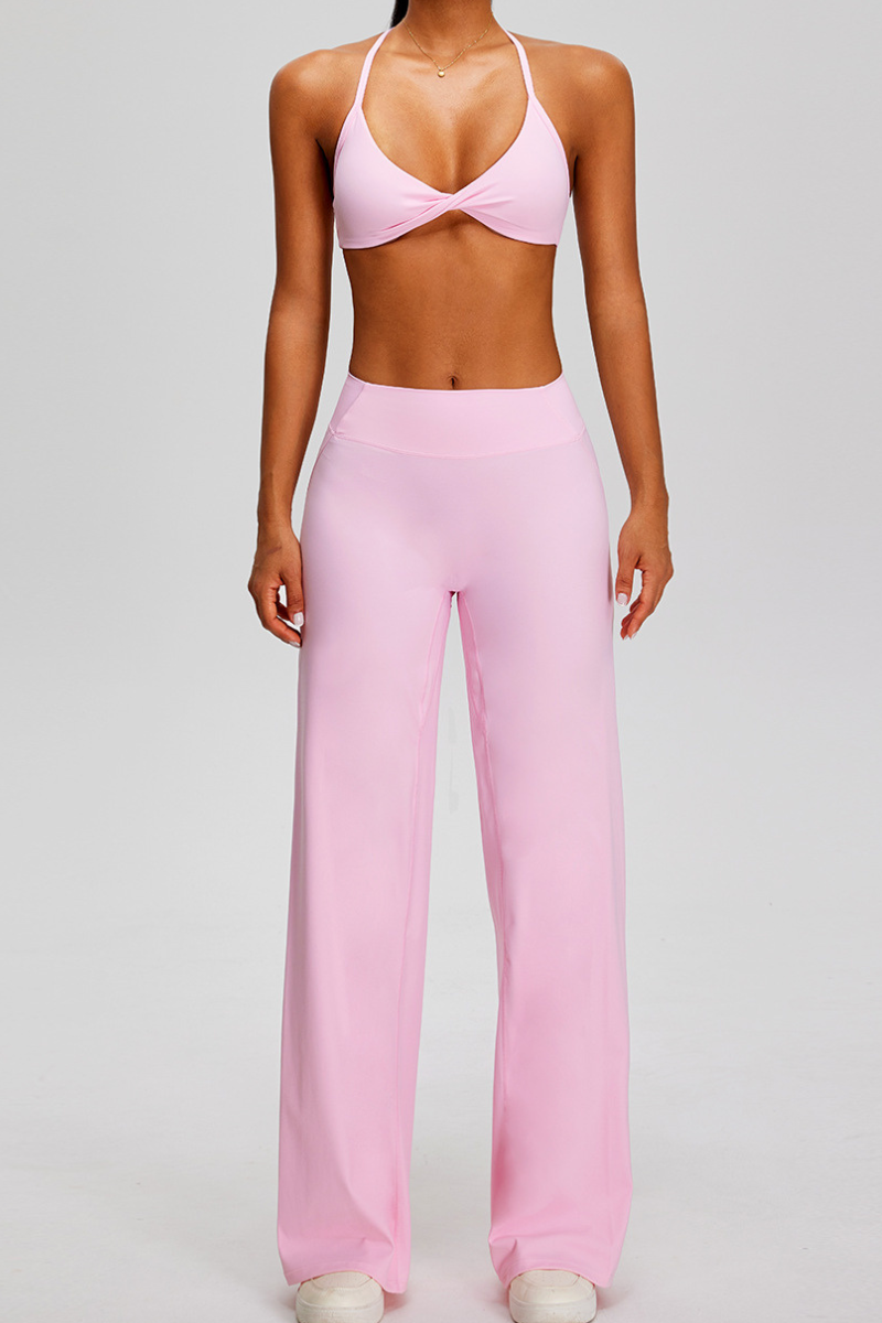 Women's Sports Sets:Twist Front Triangle Cup Bra & Pants