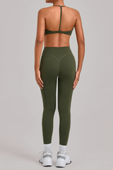 Women's Set:Triangle Cup Thin Straps Bra And High-Waist Leggings