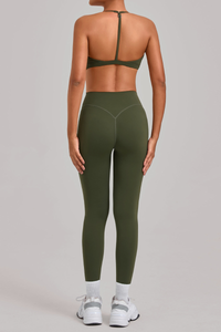 Women's Set:Triangle Cup Thin Straps Bra And High-Waist Leggings