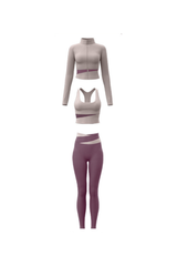 Women Color Block 3-Piece Sport Sets:Bra & Jacket & Leggings