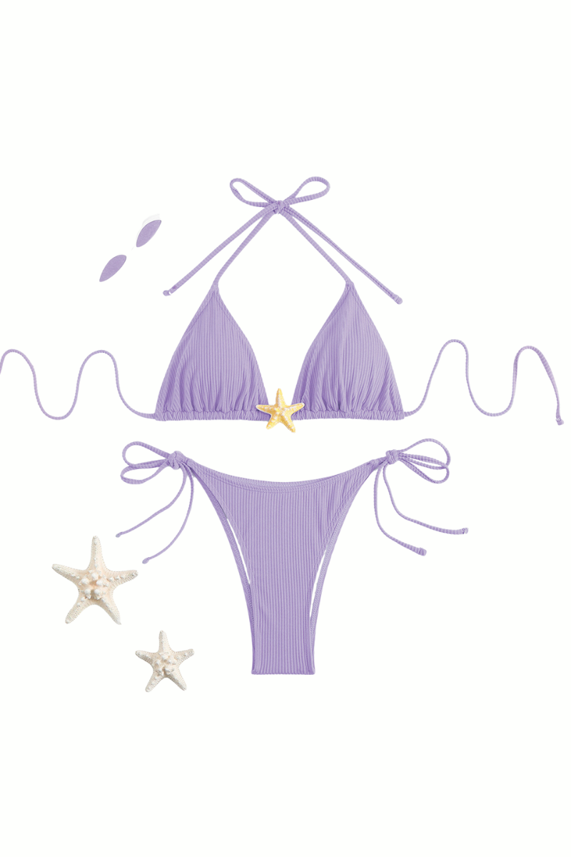 Women's Sexy Triangle Cup Halterneck Drawstring Bikini Set