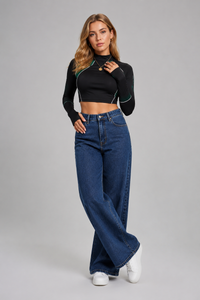 Women's High Waist Heavyweight Wide Leg Jeans