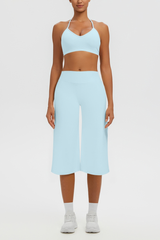 Women's Halter Bra & Wide Leg Yoga Cropped Pants Set