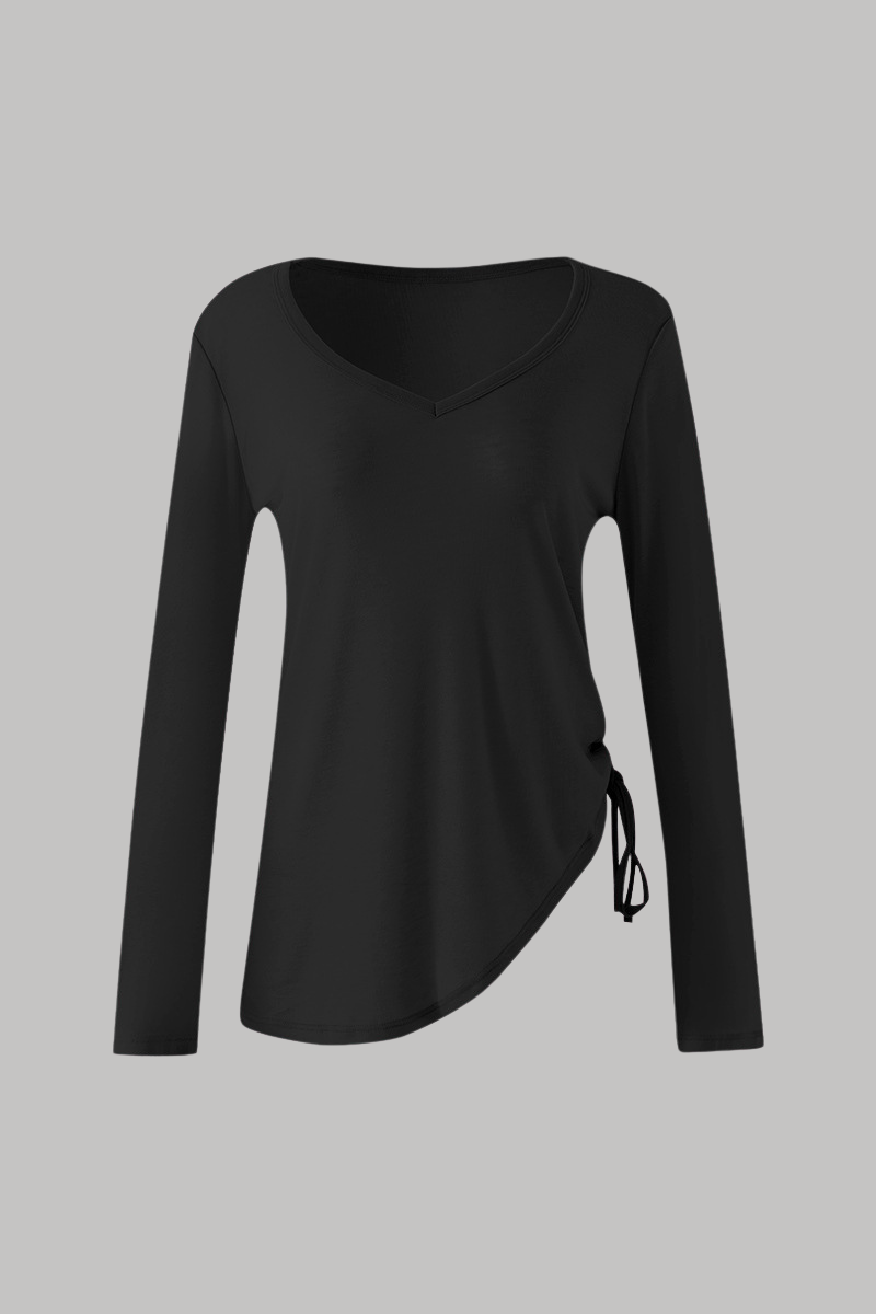 Women's V-Neck Side Drawstring Sheer Lazy Style Cover Up