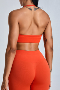 Women's Athletic Set:Halterneck Bra And High-Waist Shorts