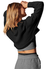 Women's Fall Cropped Collar Half Button Loose Sweatshirt