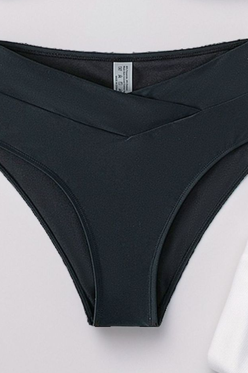 Women's V-Neck Thin Strap Crisscross Waist Solid Bikini