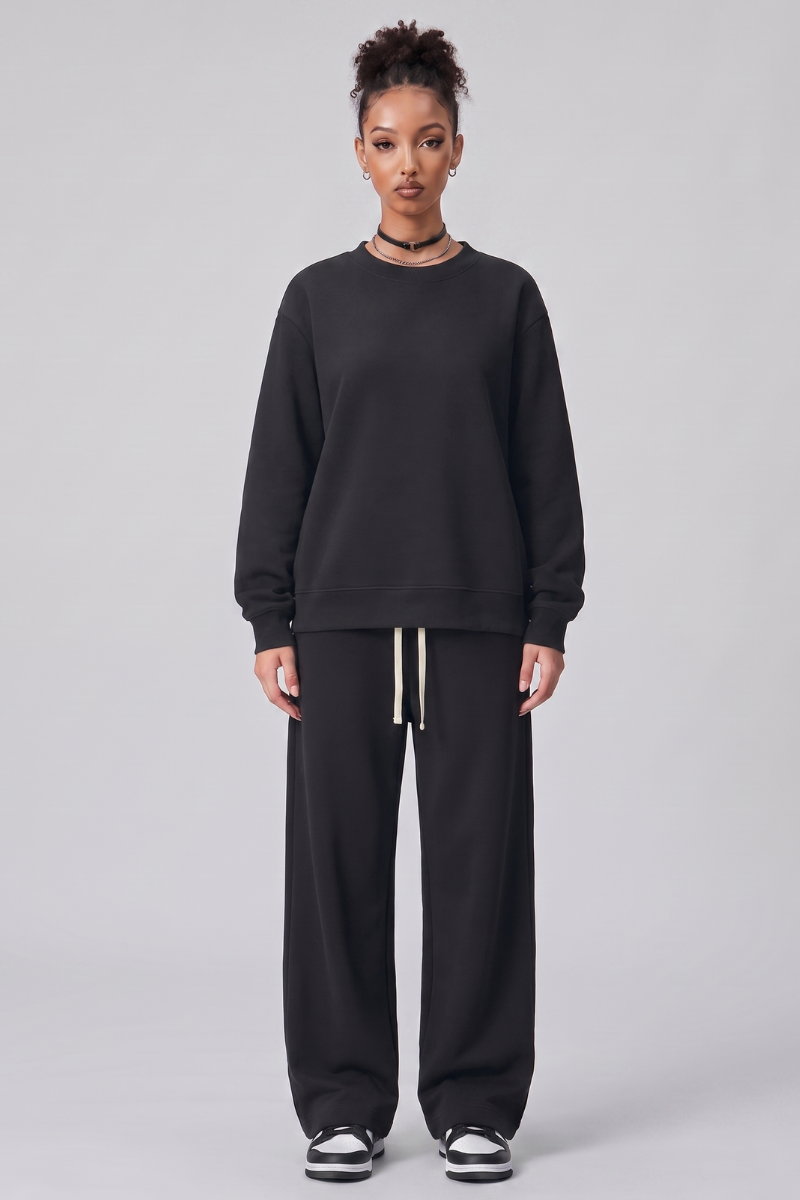 Unisex Fall Fleece Mock Neck Sweatshirt and Sweatpants Sets