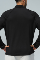 Men's Fall Half Zip Mock Neck Fleece Sports Long Sleeve Top