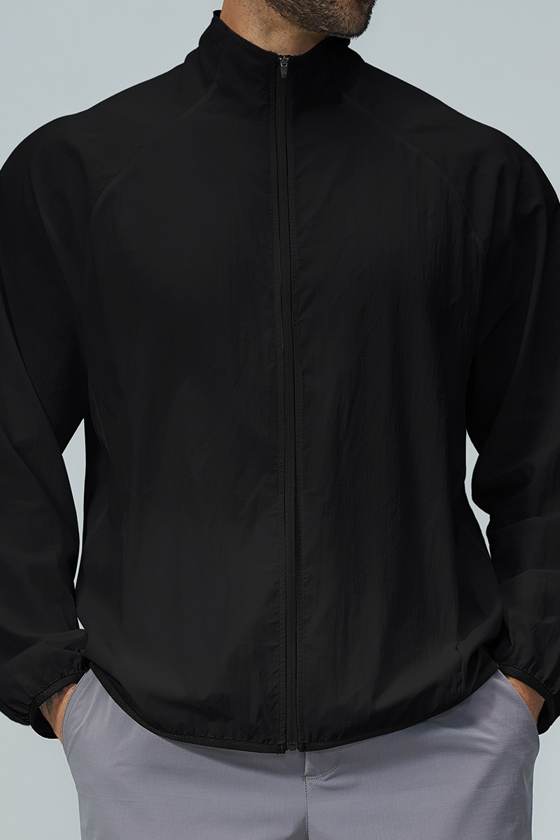 Men's Lightweight Stand Collar Full Zip Sun Protection Jacket