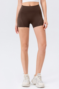 Women's High Waist Sports Shorts With Side Pockets
