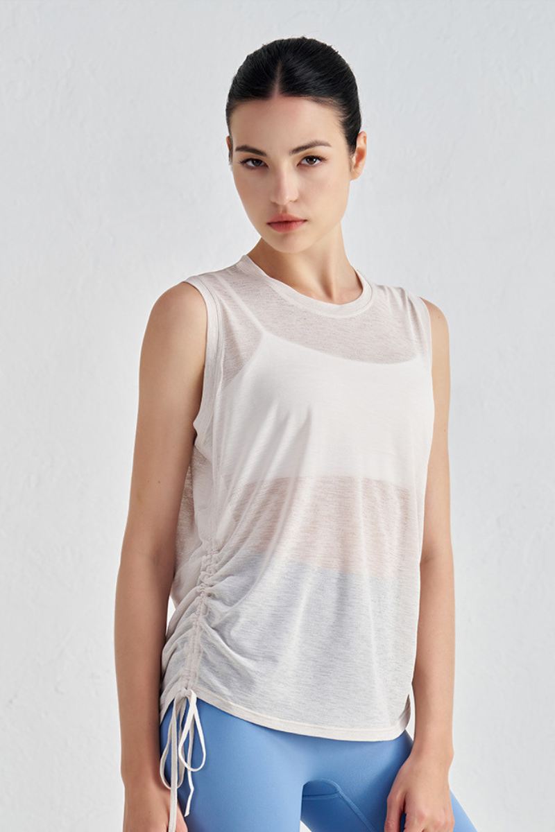 Women's Side Drawstring Sleeveless Breathable Tank Top