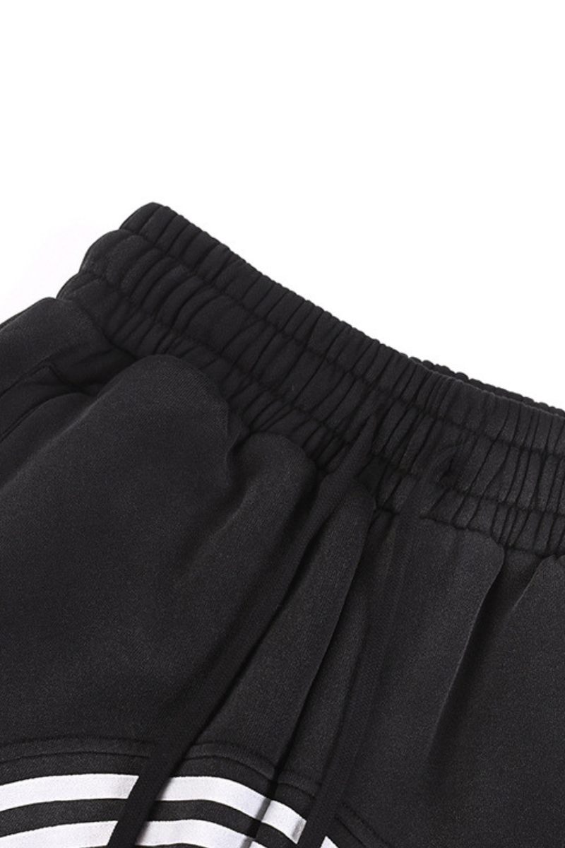 Unisex Fall Washed Fleece Contrast Loose Fit Sweatpants